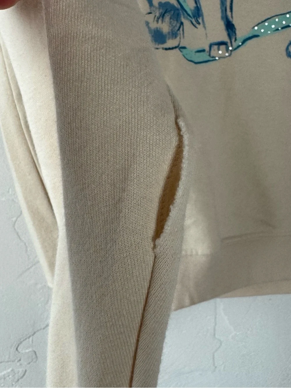Anthropologie Maeve Sweatshirt Pullover Sweater Knit Top Cat Print Bow Blue